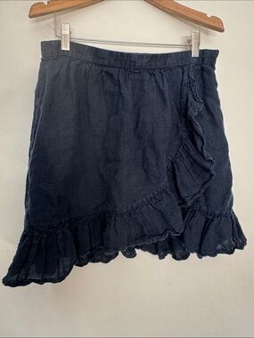 J. Crew Navy Ruffle Wrap-Style Mini Skirt